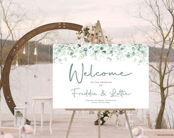Wedding Welcome Sign Eucalyptus And Green Leaf, 3 of 6
