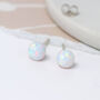 Sterling Silver White Opal Bead Stud Earrings, thumbnail 5 of 11