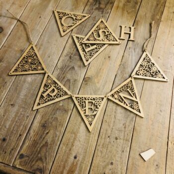 Personalised Wooden Floral Letter Party Bunting, 4 of 4