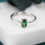 Sterling Silver Created Green Emerald Oval Ring, thumbnail 1 of 12