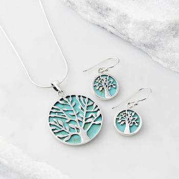 Tree Of Life Healing Turquoise Or Pearl Silver Necklace, 8 of 12