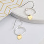 Tiny Sterling Silver Hoop And Heart Drop Earrings, thumbnail 2 of 7