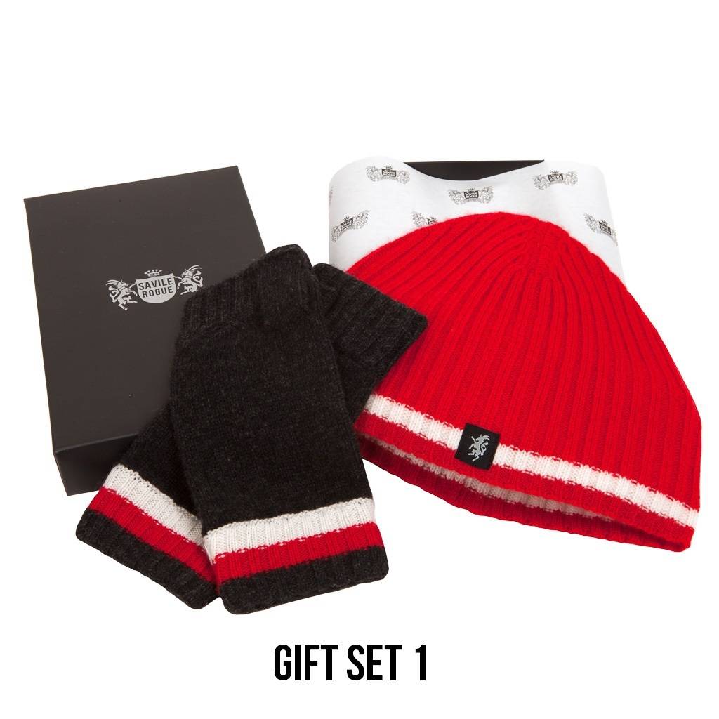 Luxury Cashmere Football Gift Sets In Red And White By Savile Rogue ...