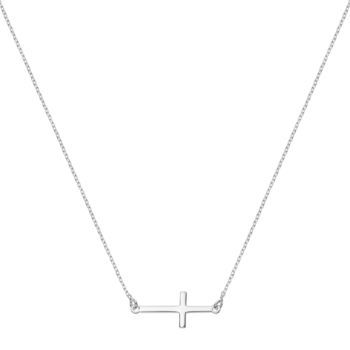 Sterling Silver Sideways Cross Necklace, 3 of 4