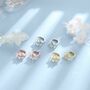 Sterling Silver White Opal Leaf Huggie Hoop Earrings, thumbnail 4 of 10