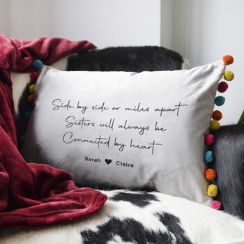 Personalised Sister Quote Velvet Cushion, 2 of 8