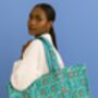 Blue Flower Motif Tote Bag, thumbnail 2 of 2