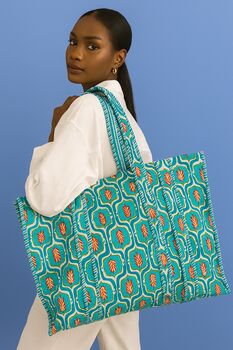 Blue Flower Motif Tote Bag, 2 of 2