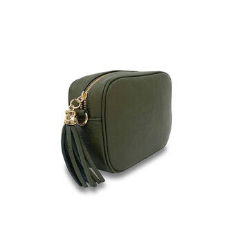 Olive Green Leather Crossbody Bag And Cheetah Strap, 4 of 9