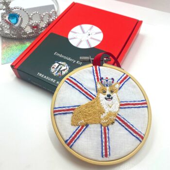 Corgi Coronation Embroidery Kit, Royal Family Keepsake, 2 of 7