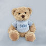 Personalised Bertie Bear With Baby Pyjamas, Blue, thumbnail 2 of 4
