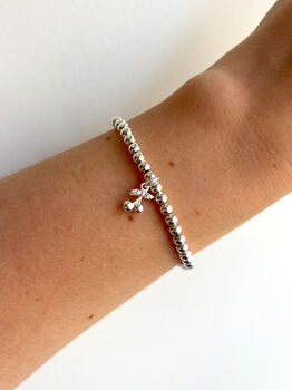 Sterling Silver Cherry Charm Beaded Bracelet, 5 of 6