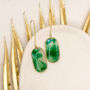 Transparent Green Oval Statement Earrings For Her, thumbnail 2 of 9