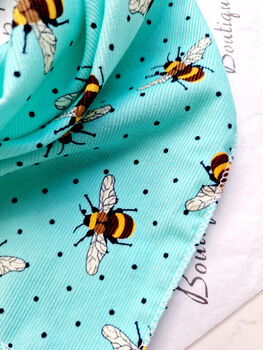 Bright Blue Cord Bumble Bee Polka Dots Dog Bandana, 3 of 4