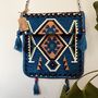 Handmade Azure Blue Kilim Weave Shoulder Bag Boho, thumbnail 8 of 8