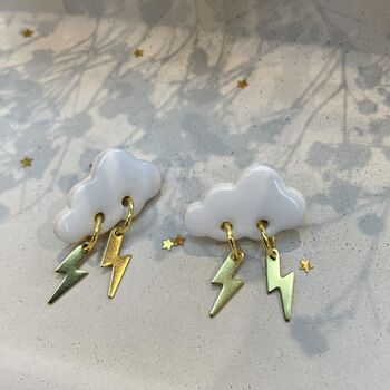 Statement Cloud And Lightening Bolt Stud Earrings, 7 of 8