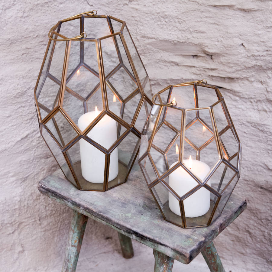 geometric brass lantern by nkuku