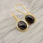 Black Onyx Gold Plated Sterling Silver Drop Earrings, thumbnail 3 of 6