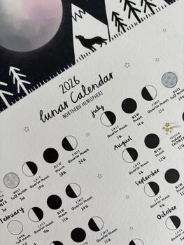 Wolf 2026 Lunar Calendar A4 Print, 2 of 2