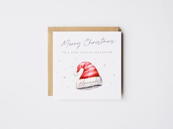 Personalised Family Christmas Card / Up To Five Santa Hats, 2 of 5