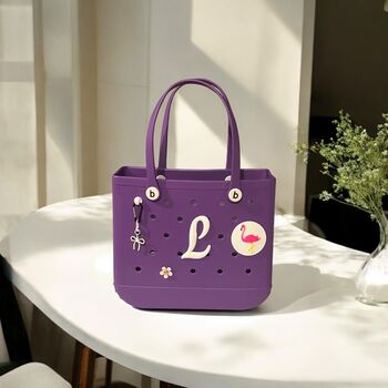 Trendy Croc Style Tote Bags, Free Personalised Name Initial Bag Charm, 7 of 12