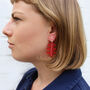 Red And Pink Abstract Acrylic Earring, thumbnail 2 of 5