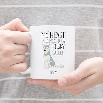 Personalised My Heart Belongs To A Husky Mug, 2 of 2