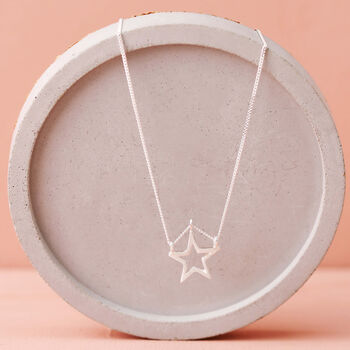 Silver Star Necklace Simple Sterling Silver Pendant, 3 of 7