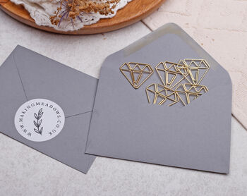 Gold Paper Clips Diamond Jewel Shaped Metal Paperclip For Wedding Or Office Stationery, 2 of 2