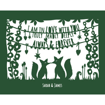 Truly, Madly, Deeply Fox Valentine's Print Or Papercut, 6 of 8