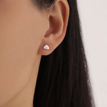 Sterling Silver Sun And Cloud 16 G Flat Back Labret Earrings, 8 of 12