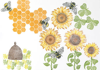 Honey Bee, Bumble Bee And Honeycomb Rubber Stamps, 3 of 4
