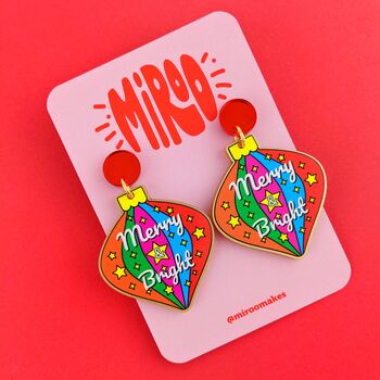 'Merry And Bright' Colourful Christmas Earrings, 3 of 6
