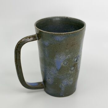 Handmade Ceramic Latte Cup Mug Blue Stoneware, 5 of 10
