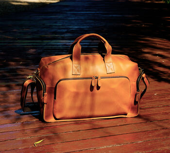 Genuine Leather Front Pocket Weekender, 7 of 11
