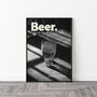 Retro Black And White Kitchen Bar Beer Wall Print, thumbnail 2 of 4
