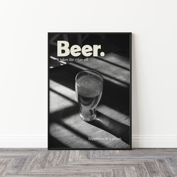 Retro Black And White Kitchen Bar Beer Wall Print, 2 of 4