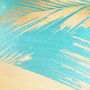 Tropical Pillow Cover With Gold Leaves On The Turquoise, thumbnail 2 of 7