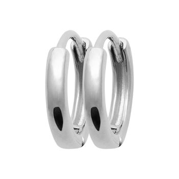 Sterling Silver Small Rounded Plain Hoop Huggies, 2 of 4