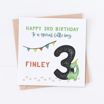 Personalised Dinosaur 3rd Birthday Card, 2 of 2