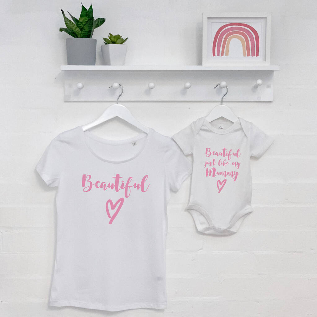 'Beautiful' Mother And Daughter Matching T Shirt Set, 1 of 7