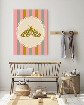 Pink And Brown Stripe Buterfly Art Print, 4 of 4