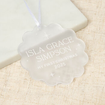 Personalised Frosted First Christmas Decoration, 2 of 2