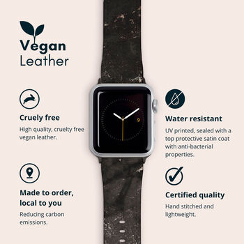 Black Marble Vegan Leather Apple Watch Band, 2 of 7
