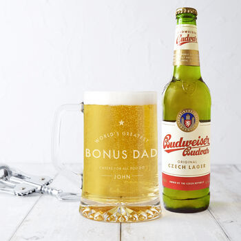 'Worlds Greatest Bonus Dad' Personalised Beer Tankard, 2 of 3