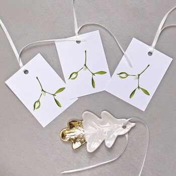 Christmas Gift Tags With Mistletoe Illustration, 4 of 4