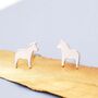 Dainty Dala Horse Stud Earrings In Sterling Silver, thumbnail 6 of 12
