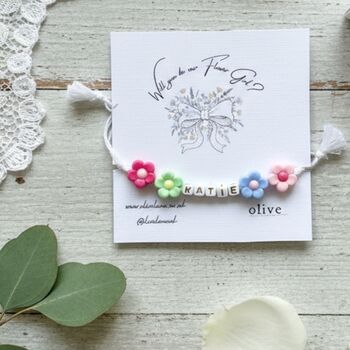 Personalised Ribbon Bracelet Flower Girl Gift, 3 of 6