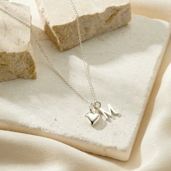 Italic Initial And Heart Charm Necklace, 4 of 7