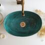 Verdigris Green Patina Solid Copper Sink – Handmade Vessel Basin For Kitchen And Bathroom, thumbnail 10 of 12
